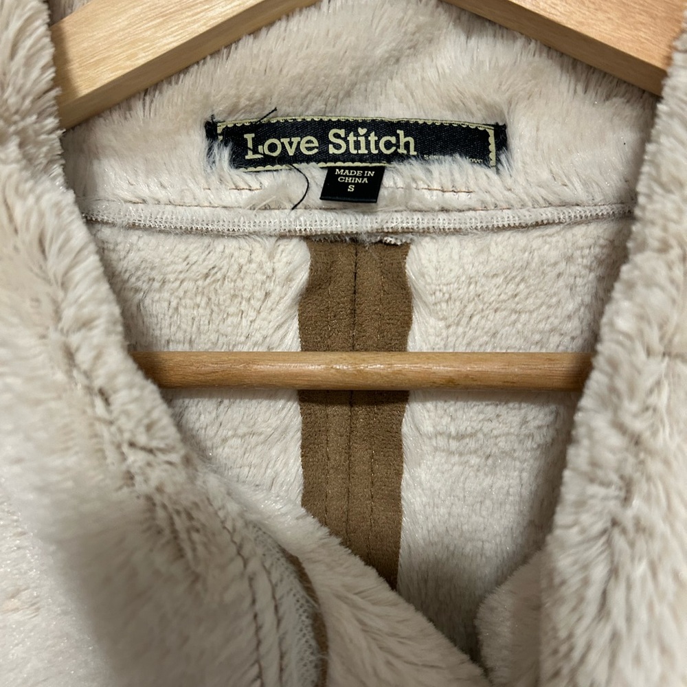 Lovestitch Faux Suede Zip Drapey Asymmetrical Jacket Faux Fur Lined Small - Picture 3 of 9